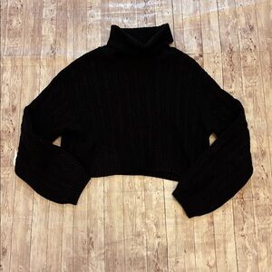 Grace Black Turtle Neck Sweater Cropped